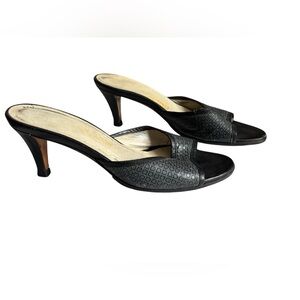 Vintage Salvatore Ferragamo Gancini Monogram Mules Sz 5 90s Y2K Black